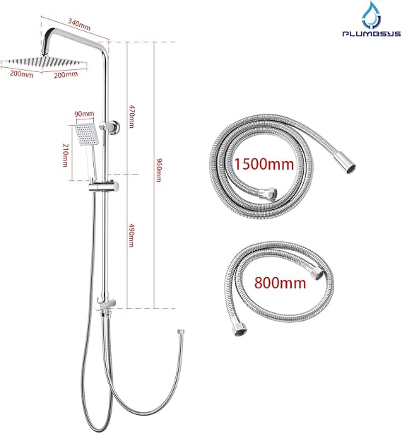 Rainfall Shower Rail Kit with 8