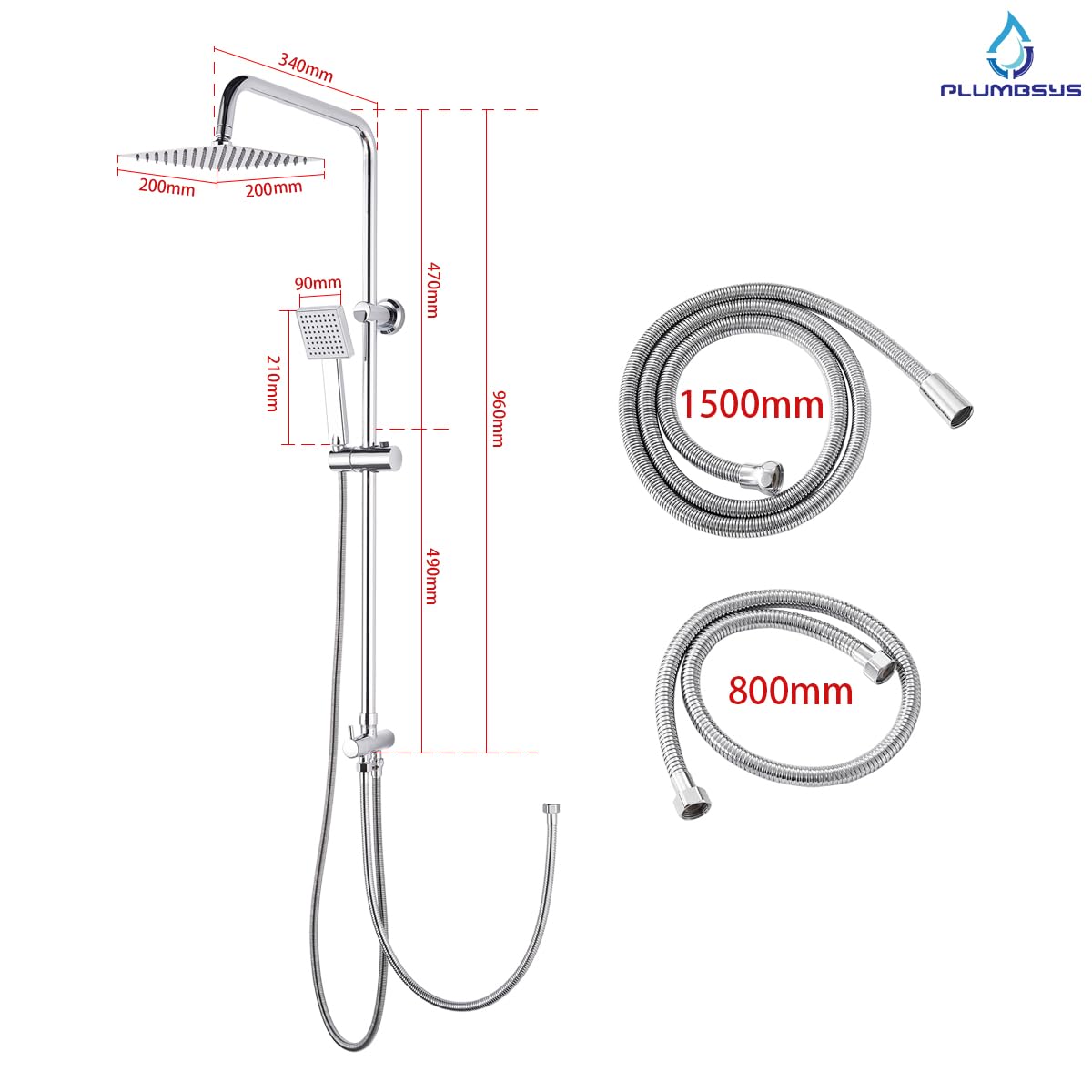 Colonna Doccia INOX Set Doccia a Pioggia Senza Miscelatore con Soffione e Doccetta in acciaio inossidabile D20cm
