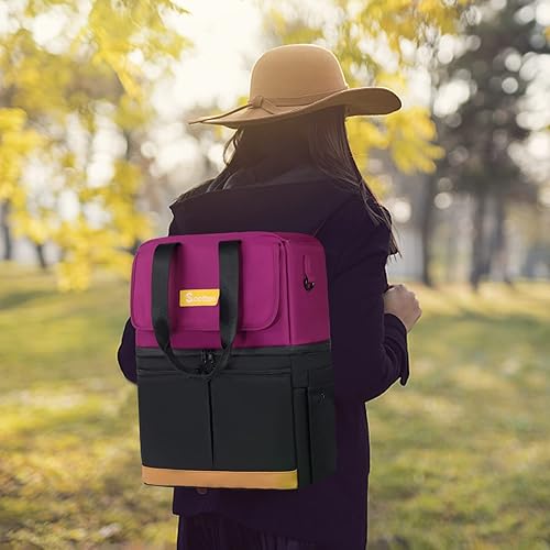 Miniatura 35 de Mochila enfriadora con doble piso y 12 paquetes de hielo, mantiene 36 latas frías hasta 24 horas, mochila térmica aislada impermeable y a prueba