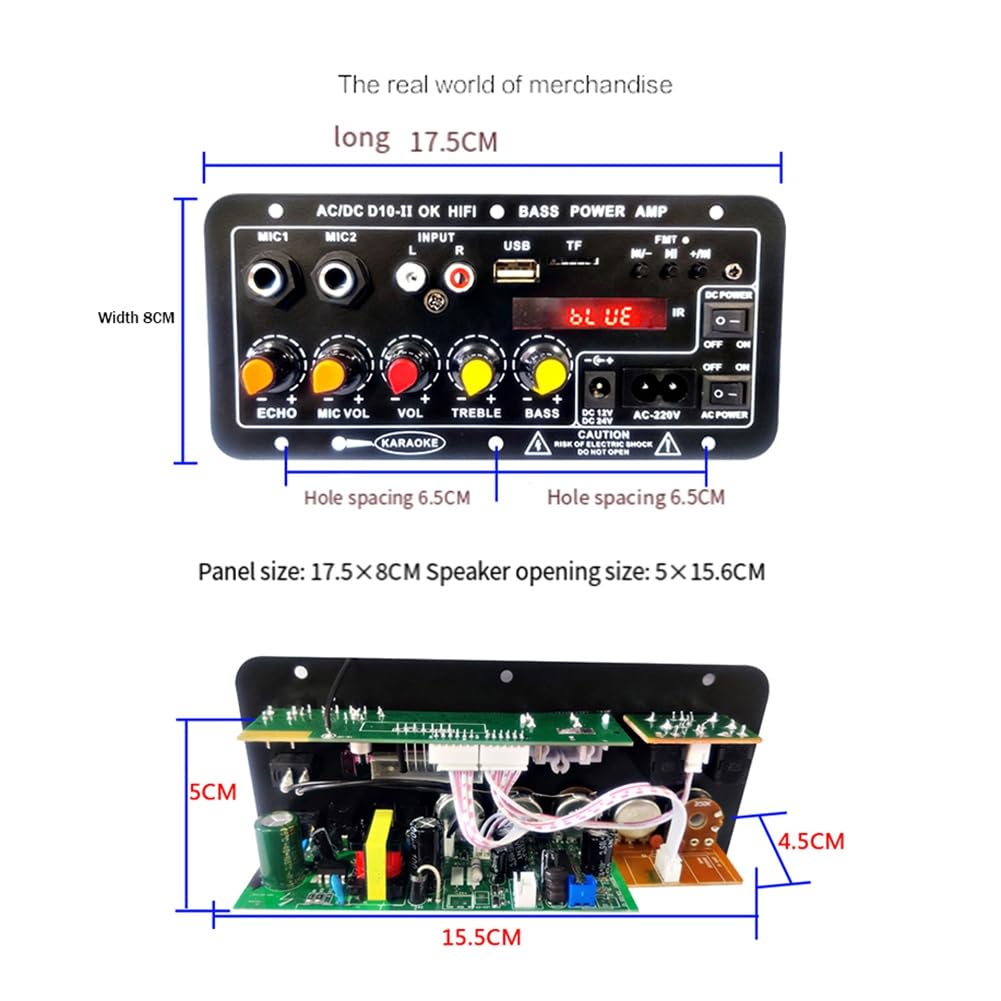 Verstärkerplatine mit Optischem Audio, Bluetooth, AMP, USB, FM-Radio, TF-Player, DIY-Audio-Subwoofer für Zuhause, Auto (EU-Stecker), Langlebig