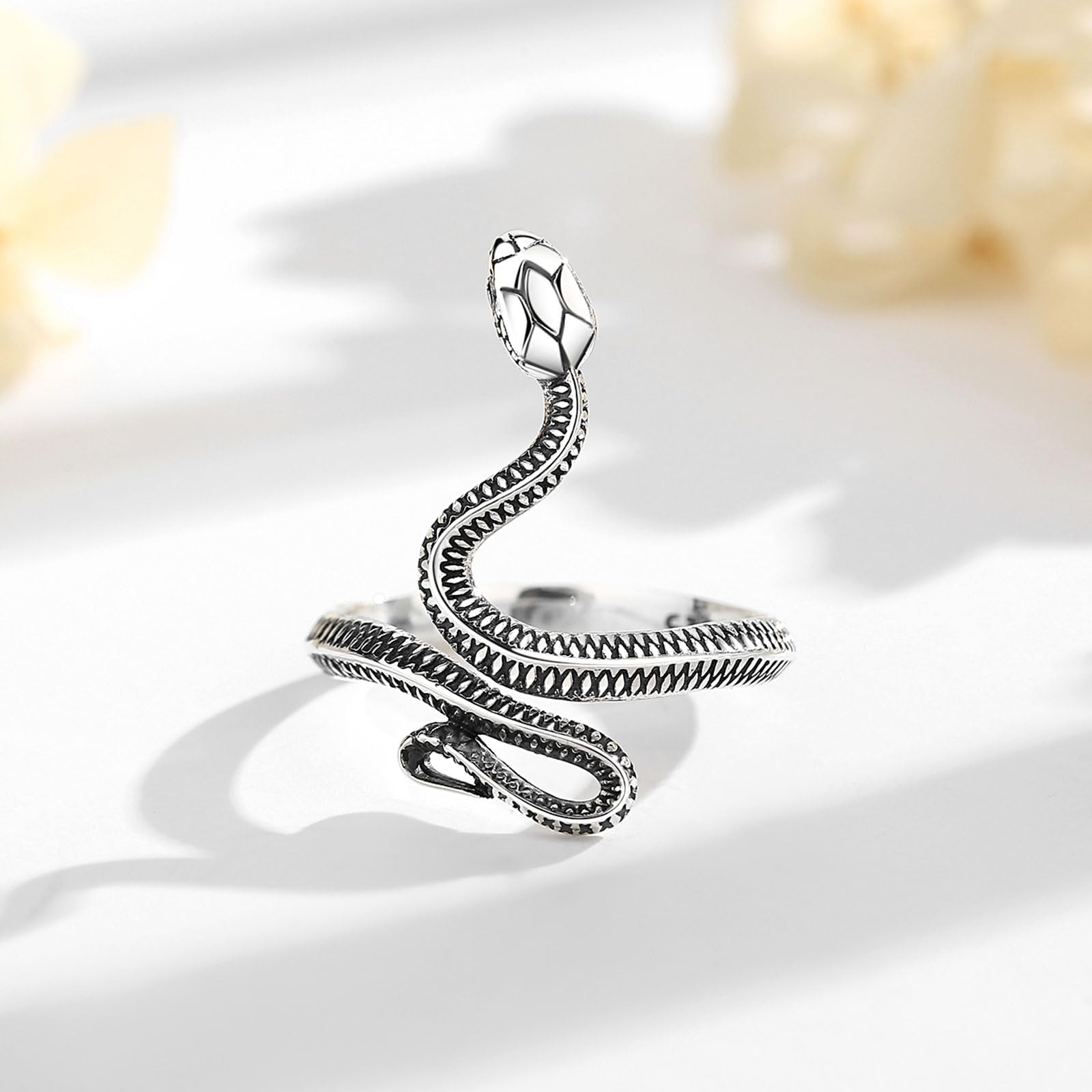 CELESTIA Bague Femme Argent 925 Reglable Serpent Dragon Nœud de Sorcière Arbre de Vie Bague Ajustable Bijoux Cadeau Femme