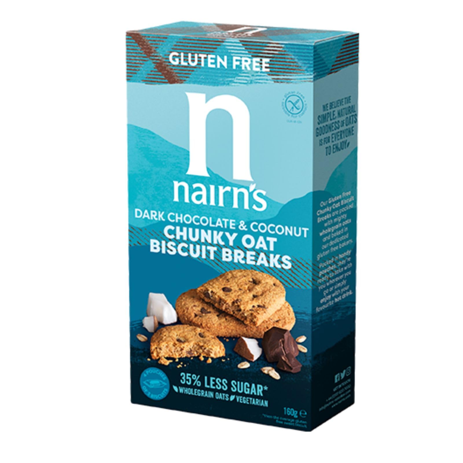 Nairns Chunky Biscuit Break Dark Chocolate and Coconut, 160 g, Pack of 6