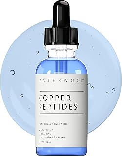 Copper Peptides Serum for Face - Tightening, Repairing, Collagen Boosting - with GHK-Cu and Hyaluronic Acid - 1 Fl Oz