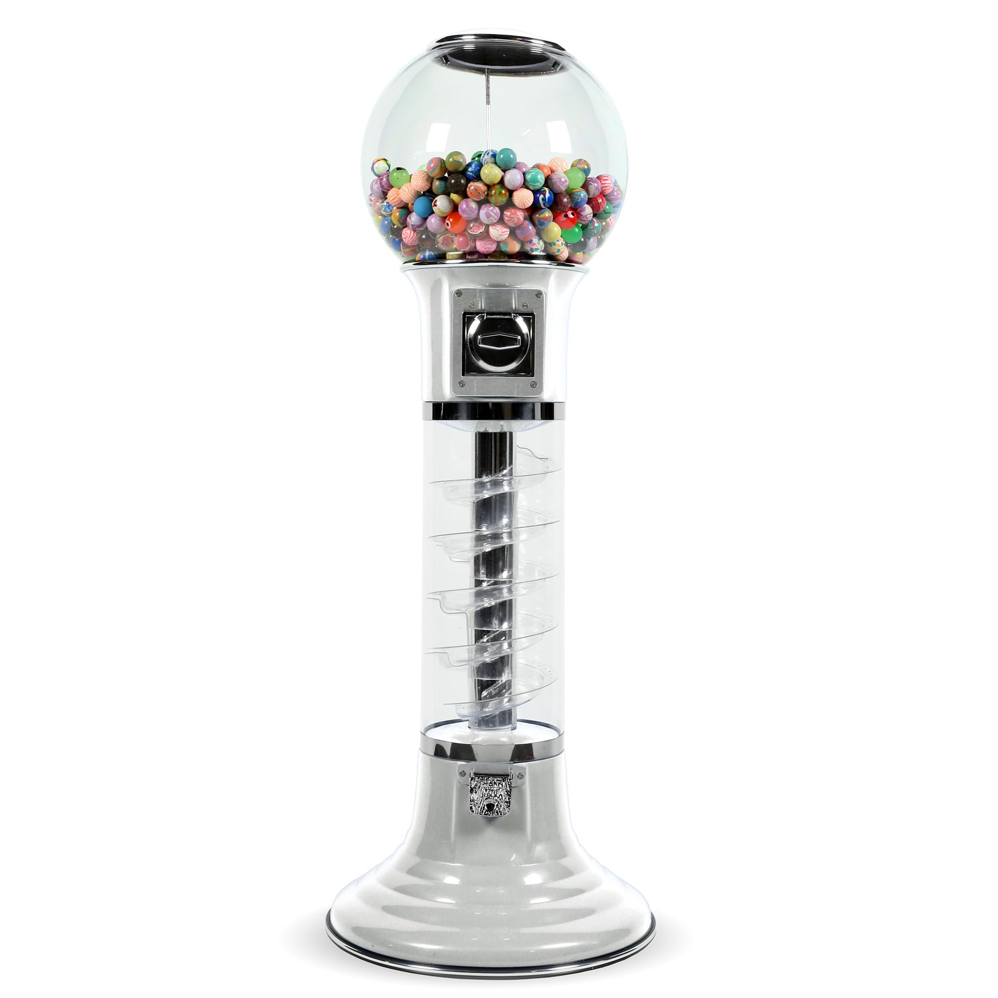 Gumball Machine with Stand - 4 FT Commercial Spiral Bubble Gum Machine - Coin Mechanism $0.25 Dispenses 1” Gumballs - Vending Machines for Kids
