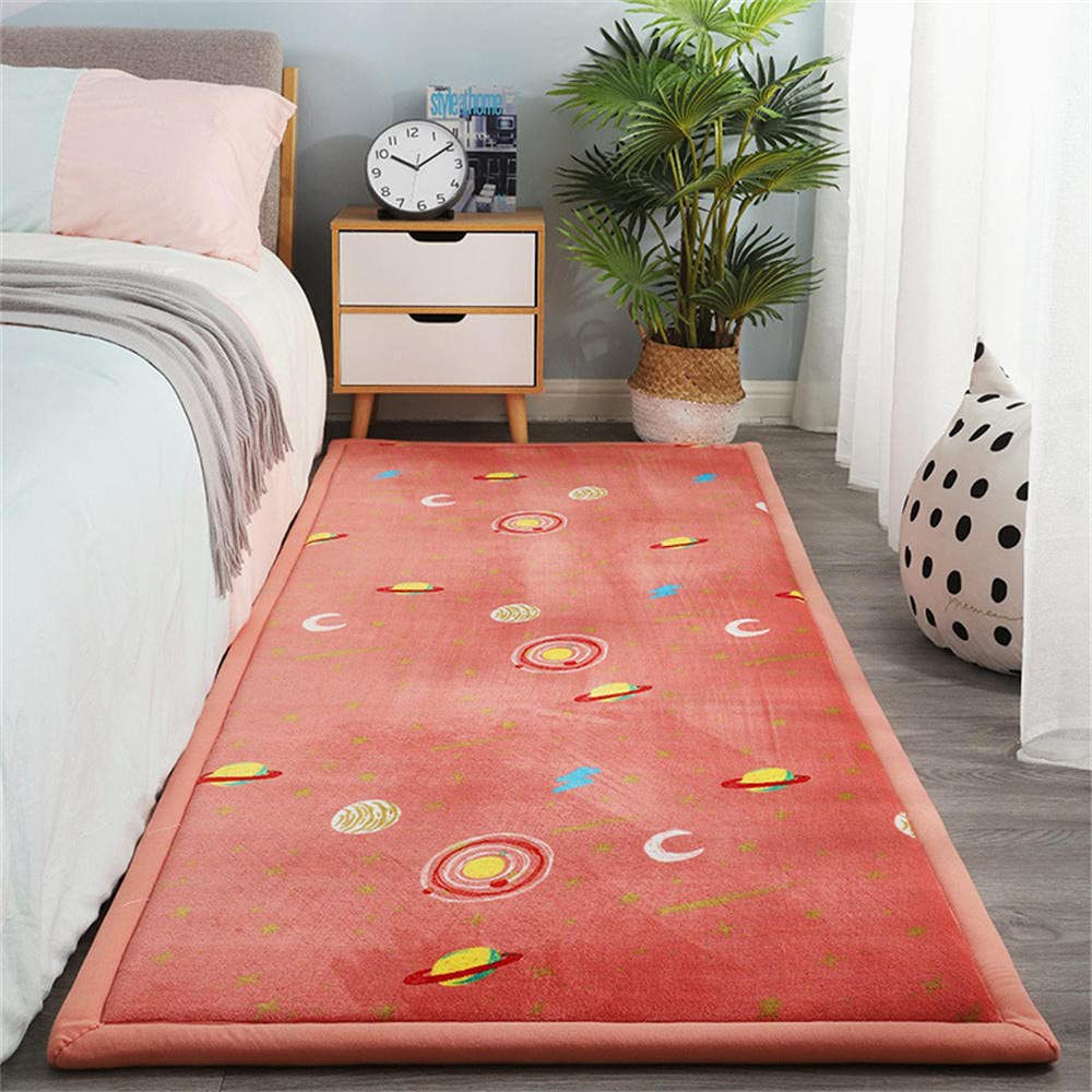 Tapis chambre adulte et enfant au motif ciel étoilé orange pour une descente de lit cosy