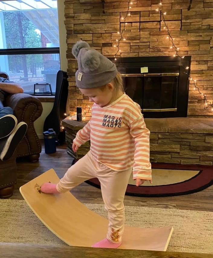 NUTTY TOYS Montessori Wooden Wobble Board for Kids & Adults