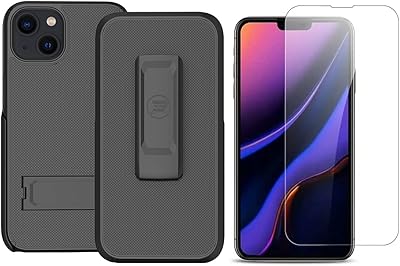Wireless ProTech Case Compatible with Apple iPhone 13 (Screen Size 6.1 inch only). Dual Layer Hybrid Case and Belt Clip Holster Combo Includes Screen Protector