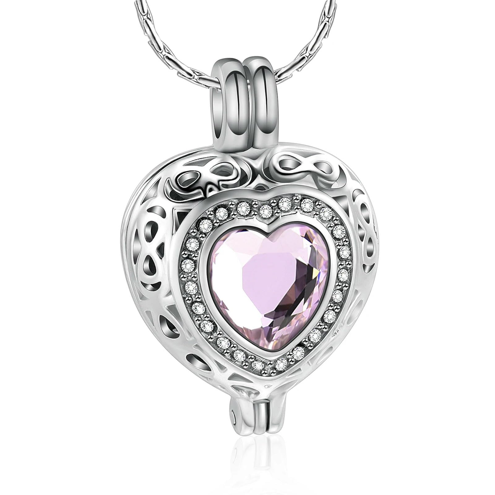 Bijoux de crémation pour cendres collier cœur avec urne cylindrique femme - 5