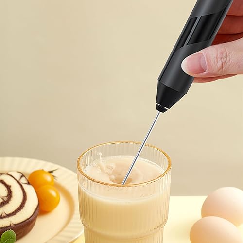 Miniatura 3 de Potente varita para burbujeador de leche, mezclador de bebidas rápido de mano con batidor de acero inoxidable para café, lattes, capuchino, matcha,