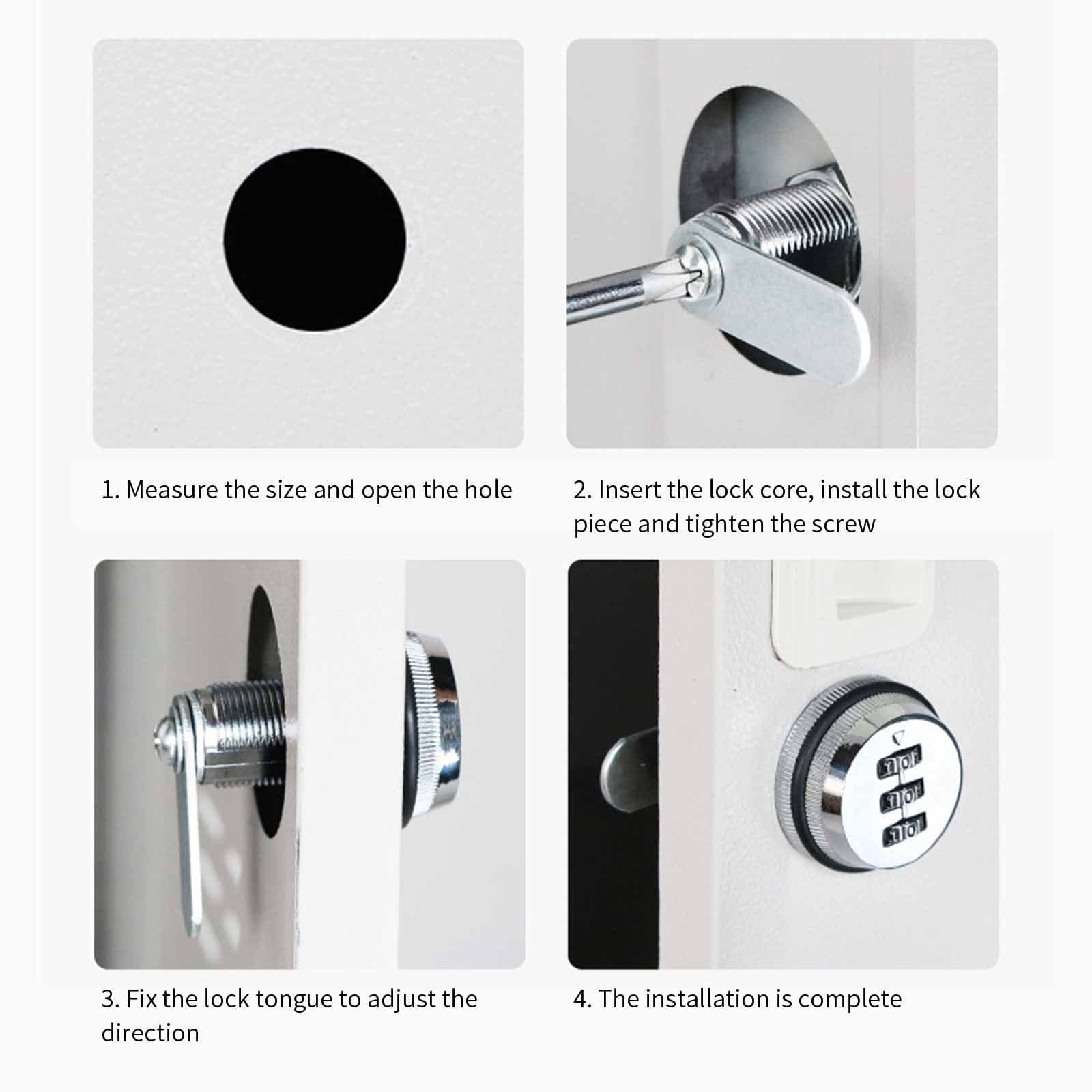 Door Lever Zinc Alloy Door Lock with Combination 3 Digit Dial Type Door Locks Drawer Lock 30mm-Gold - Image 3