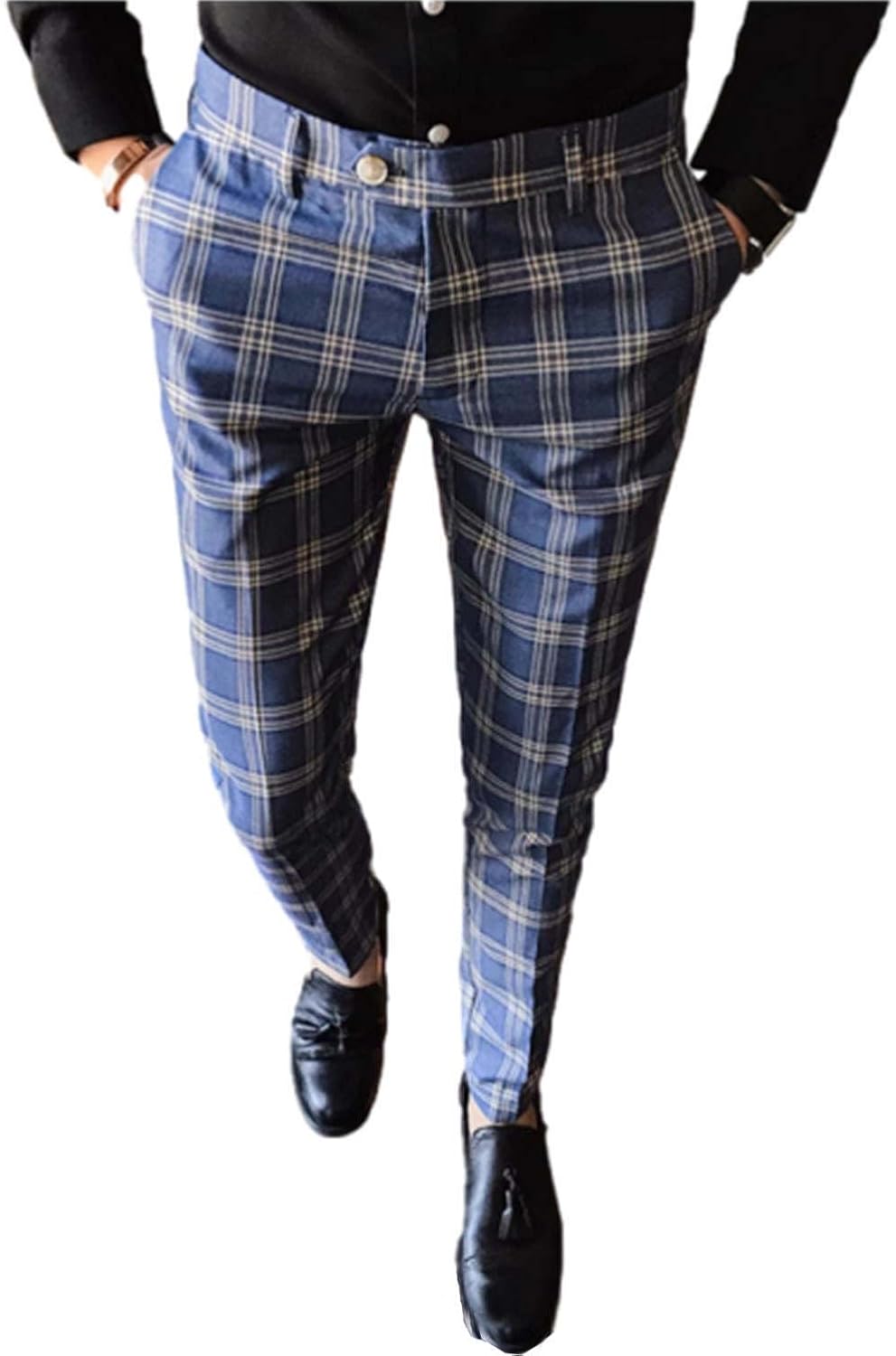 Men's Plaid Suit Pants Daily Business Casual Office Trousers