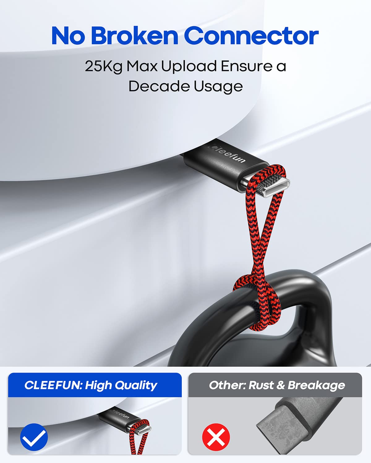 CLEEFUN Cavo USB C Corto[0.3m 2Pezzi], 3A Cavo USB A a USB Type C Rapida Ricarica Cavi Tipo C Nylon Intrecciato Compatibile per Galaxy S24 S23 S22 S10 S10+ S10e S9 S8 S20 S21, A51 A21s A40 A71