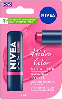 NIVEA Hidratante Labial Hidra Color 2 em 1 Rosa Pink 4,8g - Combina cor intensa e hidratação enriquecida com Manteiga de Karité, Óleo de Amêndoas orgânico e Vitamina E, que protegem os lábios contra o ressecamento e promovem hidratação de longa duração