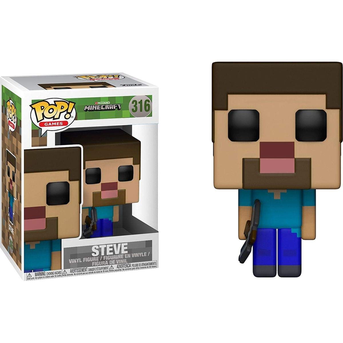 Funko Pop! Games Minecraft Steve - Figura in Vinile da Collezione - Idea Regalo - Merchandising Ufficiale - Giocattoli per Bambini e Adulti - Video Games Fans - Figura da Collezione e da Esposizione