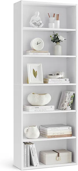 VASAGLE CUSTOS Collection - Bookshelf, 6-Tier Bookcase, Book Shelf, Open Storage Shelf, 9.4 x 23.6 x 63.3 Inches, for Living Room, Home Office, Dinning Room, Cloud White ULBC166T14