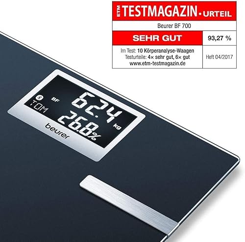 Pèse personne Impédancemètre connecté Bluetooth BEURER BF 700 BT Calcul 'IMC le taux de muscle et la masse osseuse - vue 5