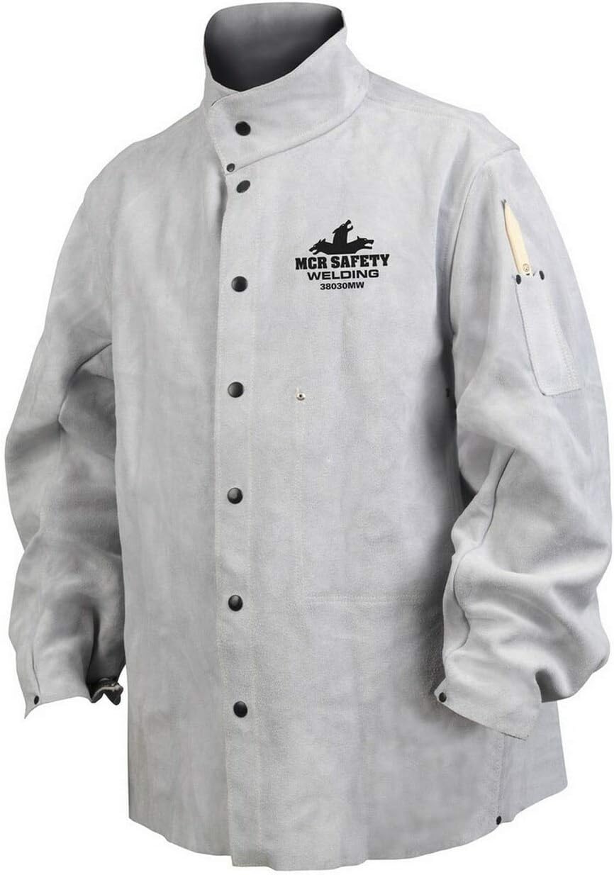MCR Safety 38030MWXXL 30-Inch Memphis Split Cow Leather Welding Jacket, Gray, 2X-Large