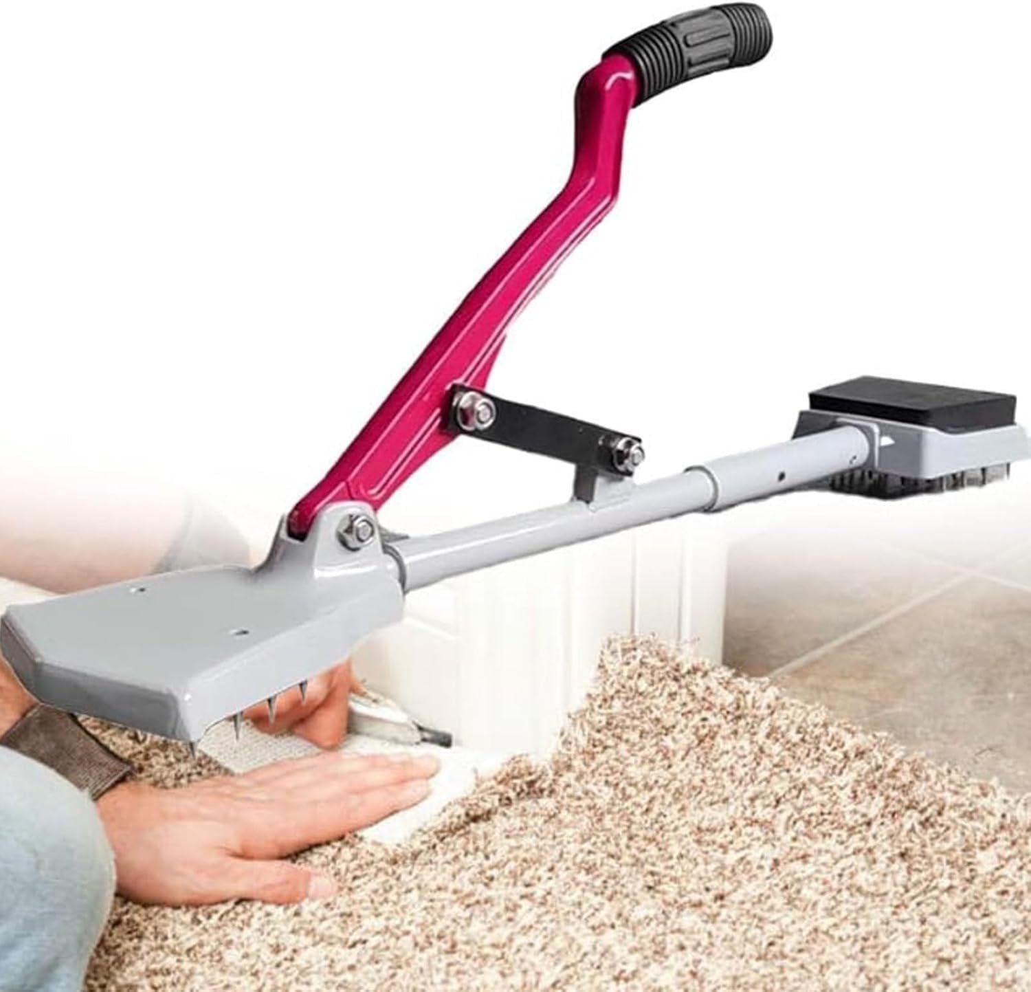 RQLSSSLMXJ Carpet Stretcher Knee Kicker with Hardened Steel Needles and One-Pull Lock for Easy Floor Installation