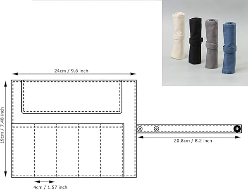 Miniatura 5 de Enyuwlcm Lienzo Papelería Plegable Hecho A Mano Rollup Estuche De Lápiz De Viaje De La Pluma De Envol