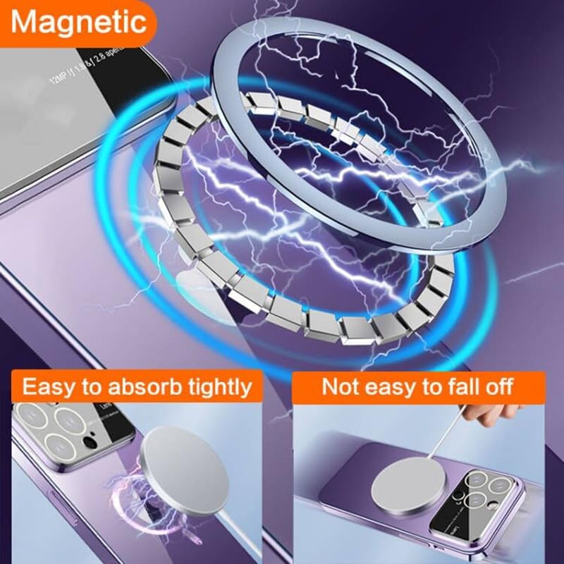 Magnetic Series Designed for iPhone 14 Pro Max Case,[Compatible with MagSafe][Military Drop &Full Camera Lens Protector],Electroplated Large Window Clear Shockproof Cover,Silver - Image 5