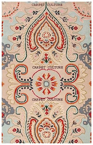 Image of Carpet Mahal Handmade Handwoven Tufted Made of 100% Soft Blended Wool Export Quality Carpets with 1 Inch Thickness (5x8 Feet) Color Multi