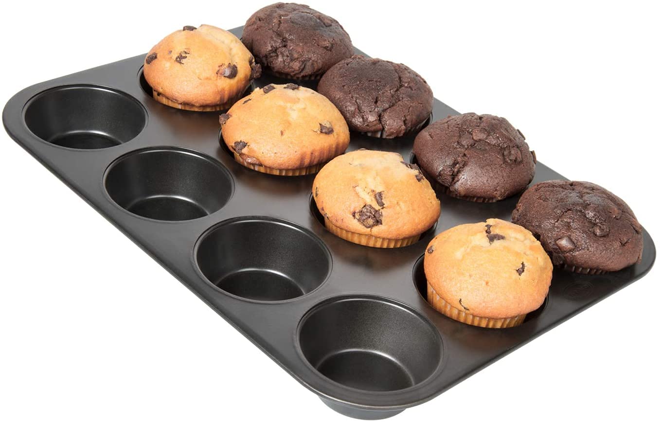 wenco Premium 12 foremek na muffiny, nieprzywierająca forma do pieczenia, nadaje się do mycia w zmywarce, czarna, aluminiowa