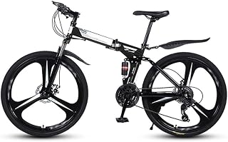 Ouumeis Folding Mountain Bikes 26 Inch 3 Cutter Wheels Men Women General Purpose All Terrain Adult Quick Foldable Bicycle High Carbon Steel Frame Variable Speed Double Shock Absorption,Black,27 Speed