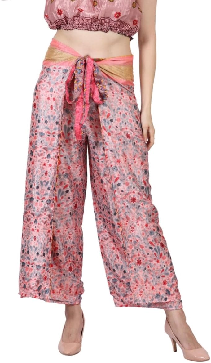 Pack of 3 Women's Boho Palazzo Pants – Assorted Wide-Leg Wrap Pants with Tie-Up Waist for Yoga & Casual Wear