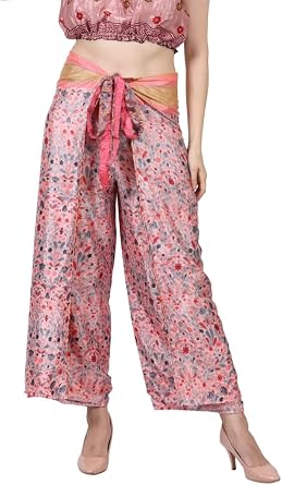 Wevez Pack of 3 Womens Boho Palazzo Pants Assorted Wide-Leg Wrap Pants with Tie-Up Waist for Yoga & Casual Wear