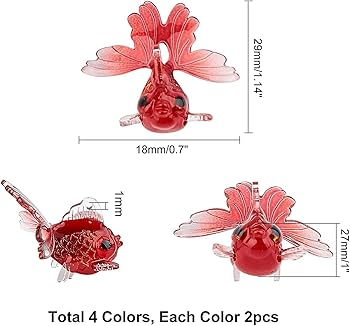 Amazon | SUNNYCLUE 8個4色 金魚 チャーム 立体 動物 チャーム 酢酸