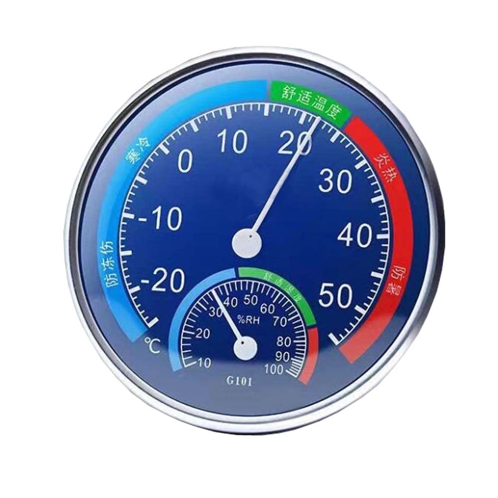 Thermometer Indoor Outdoor, 5in Round Pointer Type Thermometer Hygrometer Temperature Humidity Gauge Meter