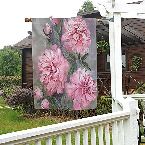 Wondertify Peonies House Flag Watercolor Roses Oil Paintings Modern Abstract Art Garden Porch Flag Vertical Double Sided 28 X 40 Inch Yard Outdoor Decor Pink #TOP1