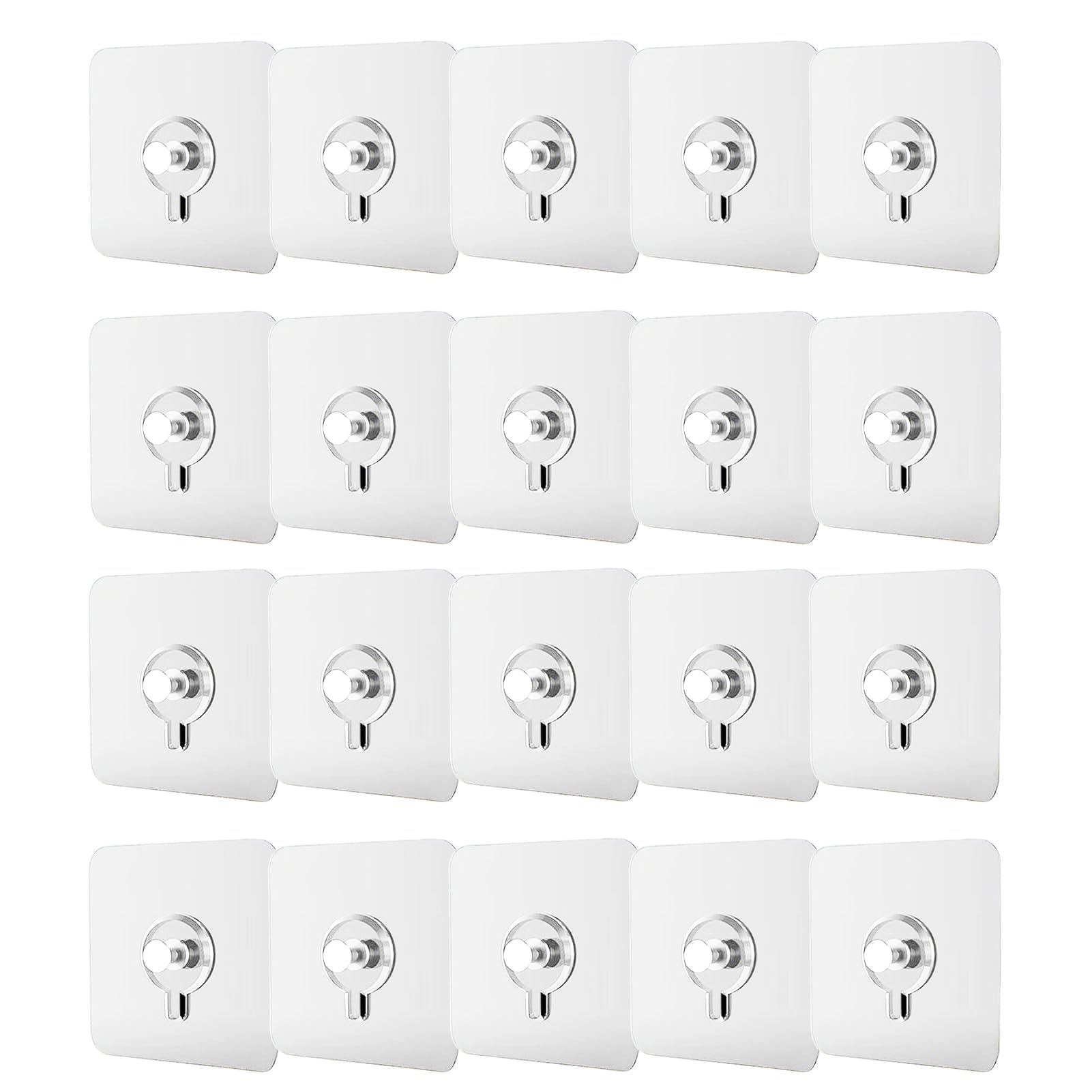ZESHGON 20 Pcs Self-Adhesive Picture Hooks, Transparent Waterproof No Drill Wall Hanger Frame Hangers, No Nails Picture Hanging Hooks for Home, Office, Bathroom, Kitchen(Maximum Load 5 kg)
