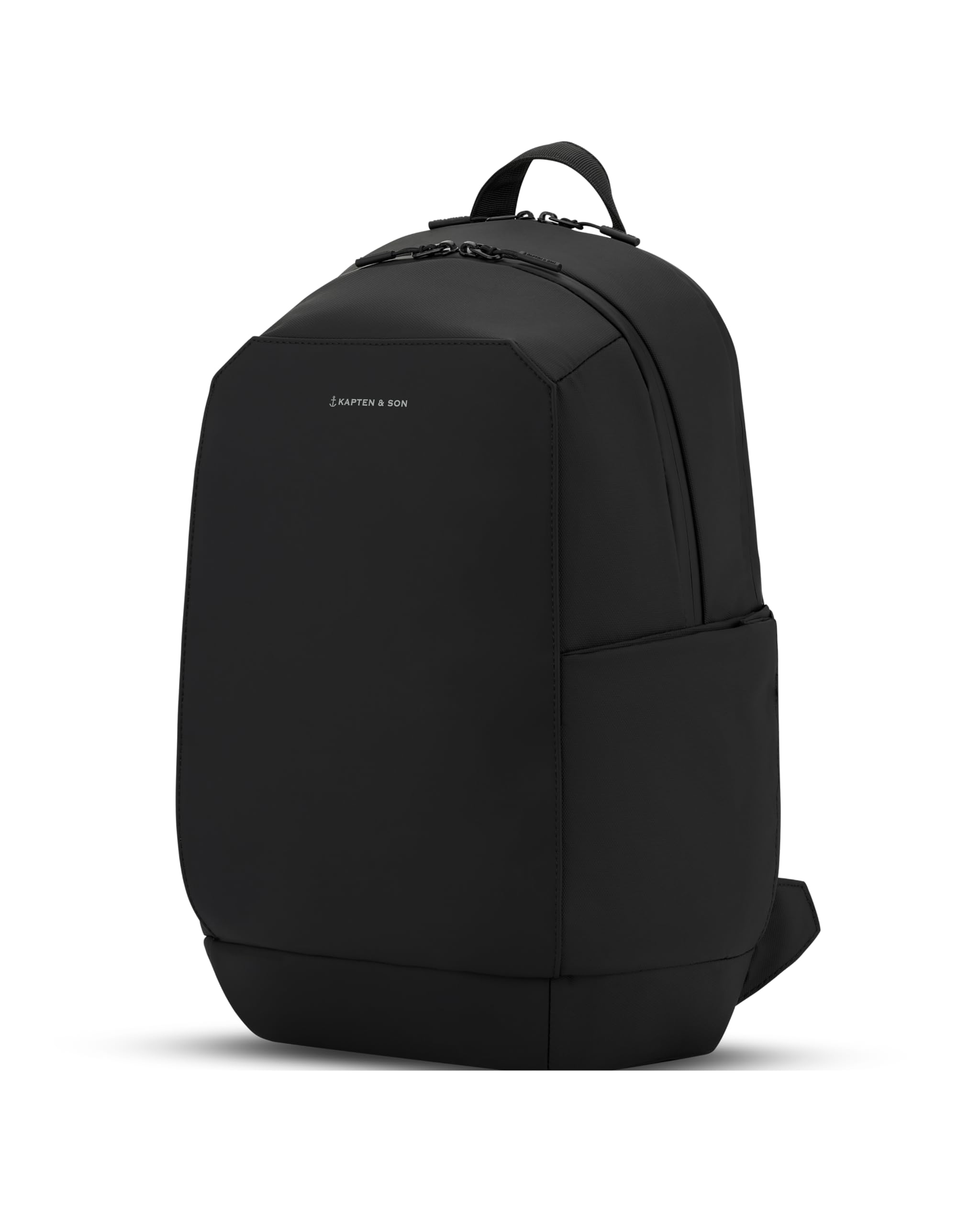 Kapten & Son Rucksack Oslo All Black 18L | Rucksack Herren Schwarz | 16 Zoll Laptopfach, Handgepäck-Größe & Kofferbefestigung | Ergonomisch & Wasserabweisend mit Schlüsselkarabiner