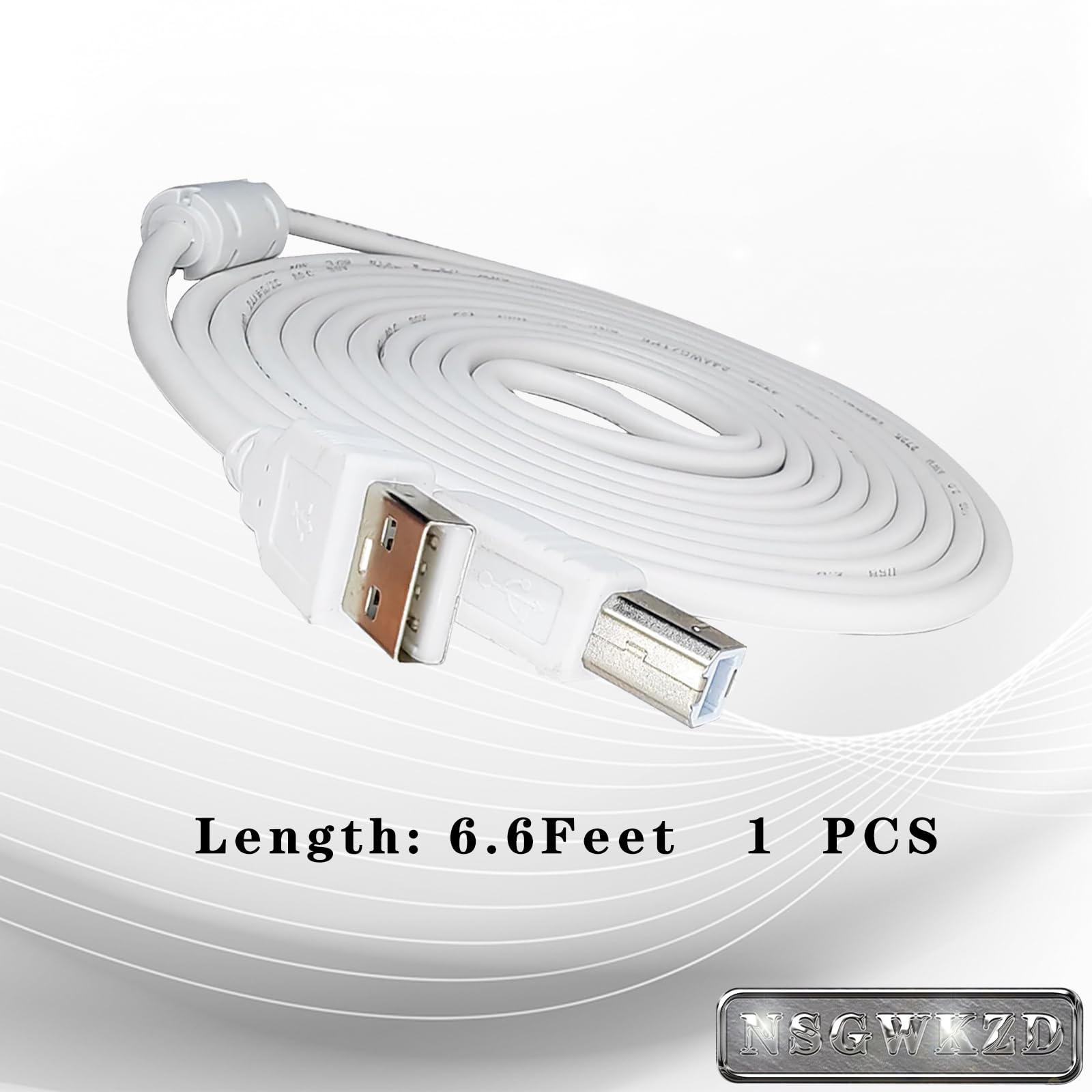 Weißes USB-Druckerkabel für Cricut HP Canon Brother, USB-Typ-B-Kabel, 1,8 m, Weiß