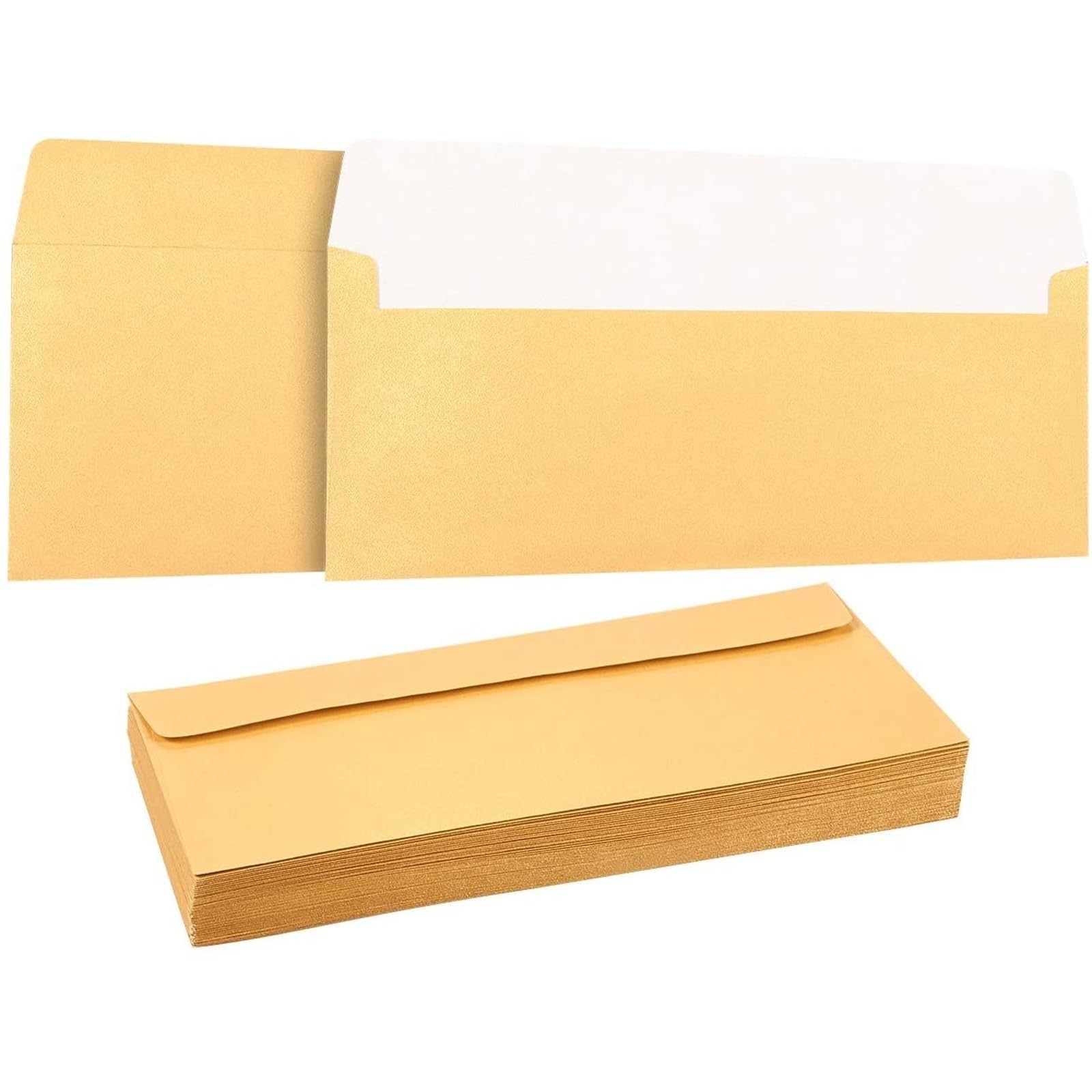 50 Pack #10 Metallic Gold Business Envelopes - Value Pack Square Flap Envelopes - 4 1/8 x 9 1/2 Inches