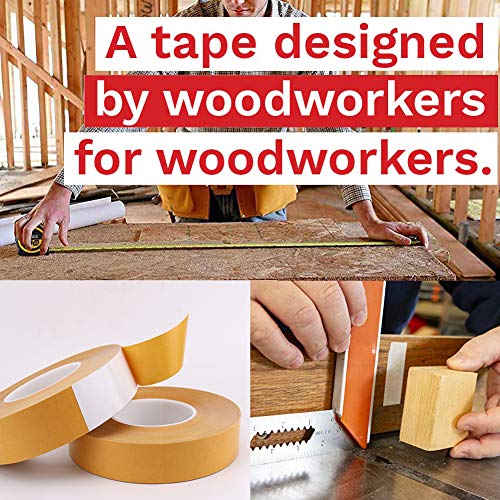 Tintvent Double Sided Woodworking Tape, 36-Yards - Two-Sided Woodworker Tape for CNC Work,Crafting,Wood Template Routing, Removable & Residue Free (25MMX33M)