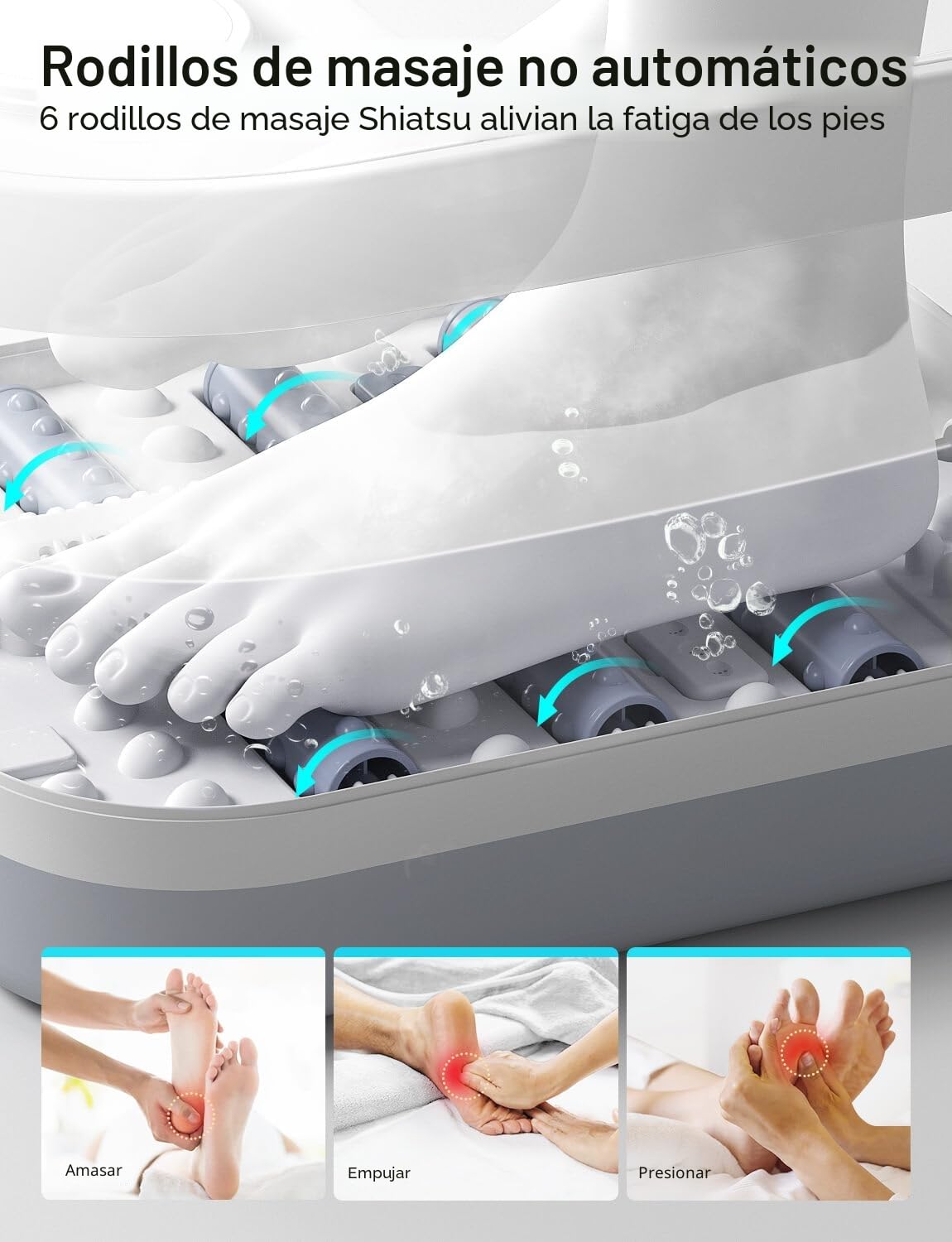 ALLJOY Masajeador Pies Plegable con Burbujas Calientes Hidromasaje Pies Spa Baño de Pies Temperatura de 24 Niveles Piedra Ponce 6 Temporizadores 6 Rodillos de Masaje Shiatsu Luz Roja Regalos