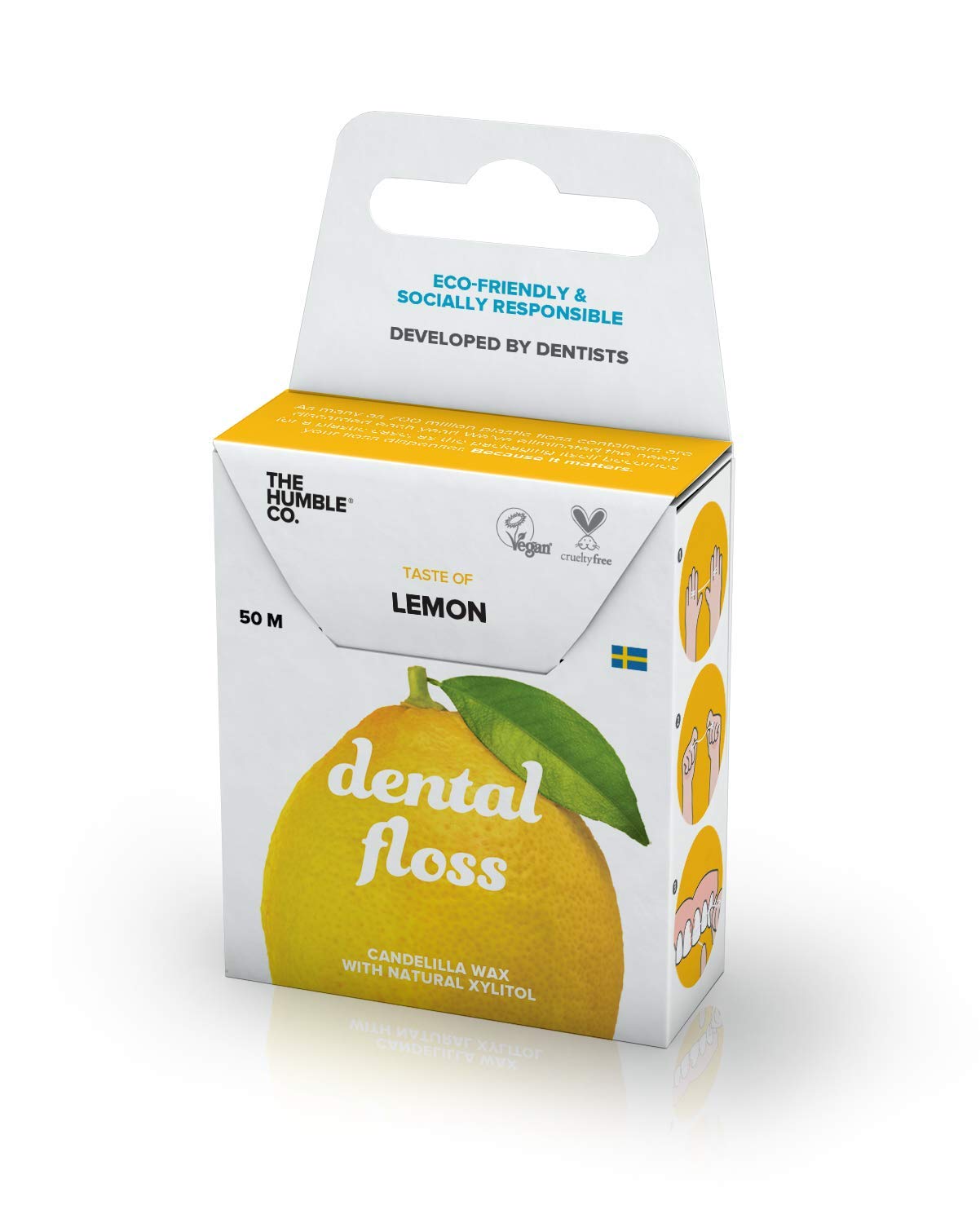 The Humble Co. Fil Dentaire | Citron | Respectueux de la Nature, Vegan, Approuvé par les Dentistes - Élimine la plaque et donne une sensation de fraîcheur (1 x 50m)