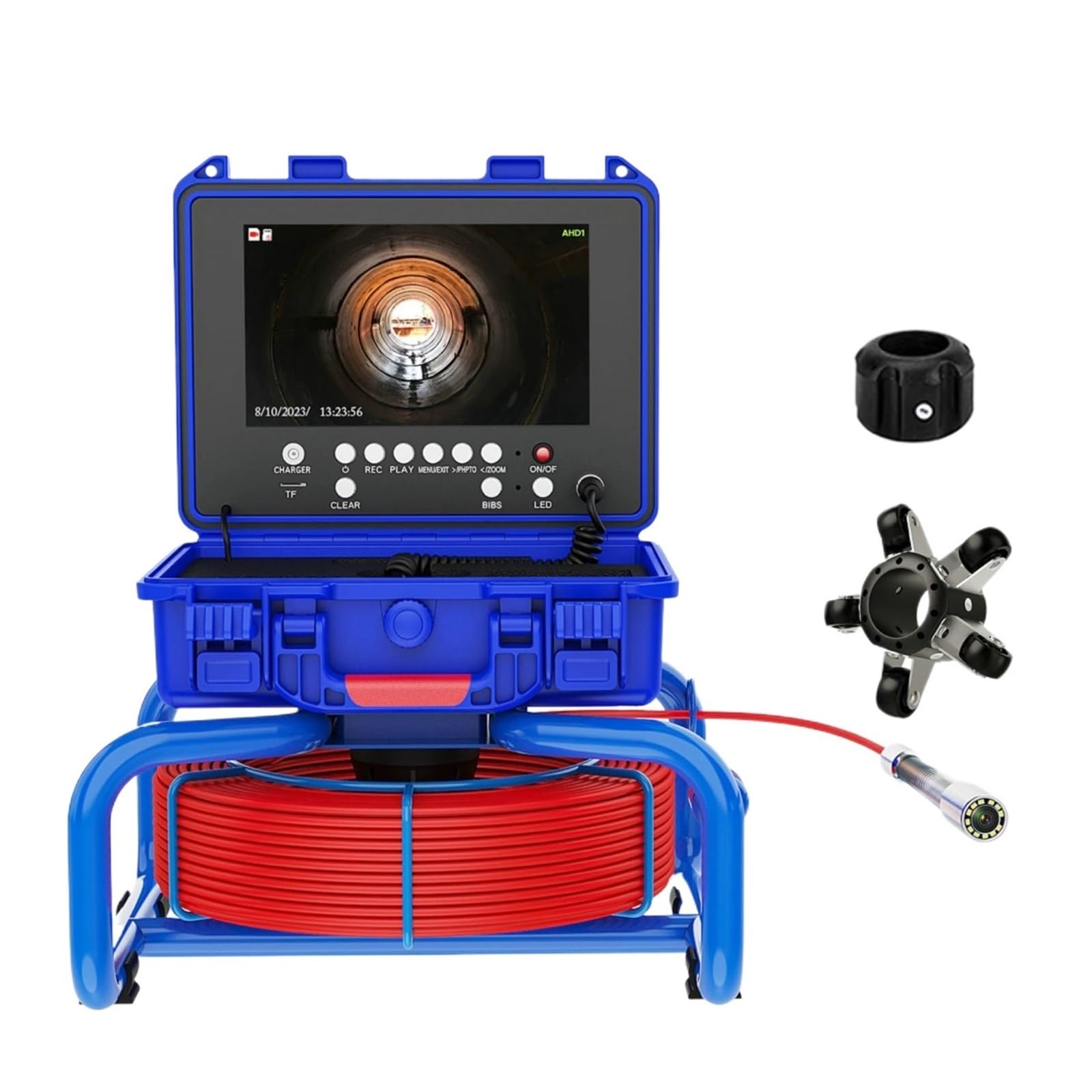 YNIYUJKL Drain Inspection Camera Sewer Pipe Inspection Camera With Locator 512Hz 9'' Dvr Meter Counter Self Leveling 1080P Pipeline Drain Industrial Endoscope,Self-leveling 512hz
