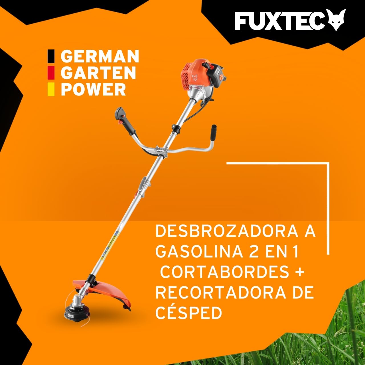 Desbrozadora Gasolina Multifunción Fuxtec FX-MS162 - con 62 CC, Multiherramienta 2 en 1, con 3 CV de Potencia y Motor de 2 Tiempos