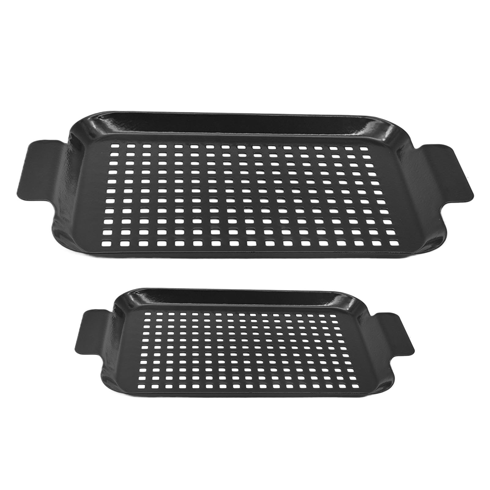 Sartén para cocinar en interiores, 2 sartenes antiadherentes con asas, utensilios de cocina para camping, uso interior y exterior para barbacoas de carbón vegetal, barbacoas ahumadas