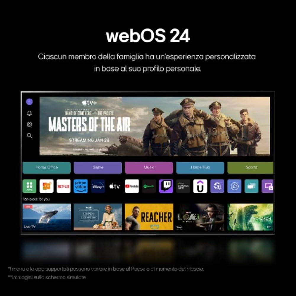 LG UHD 43'', Serie UT73 2024, Smart TV 4K, 43UT73006LA, Processore α5 Gen7, 20W, 3 HDMI, HDR10 Pro, Filmmaker Mode, Game Optimizer, Alexa, Wi-Fi, webOS 24, Sports Portal