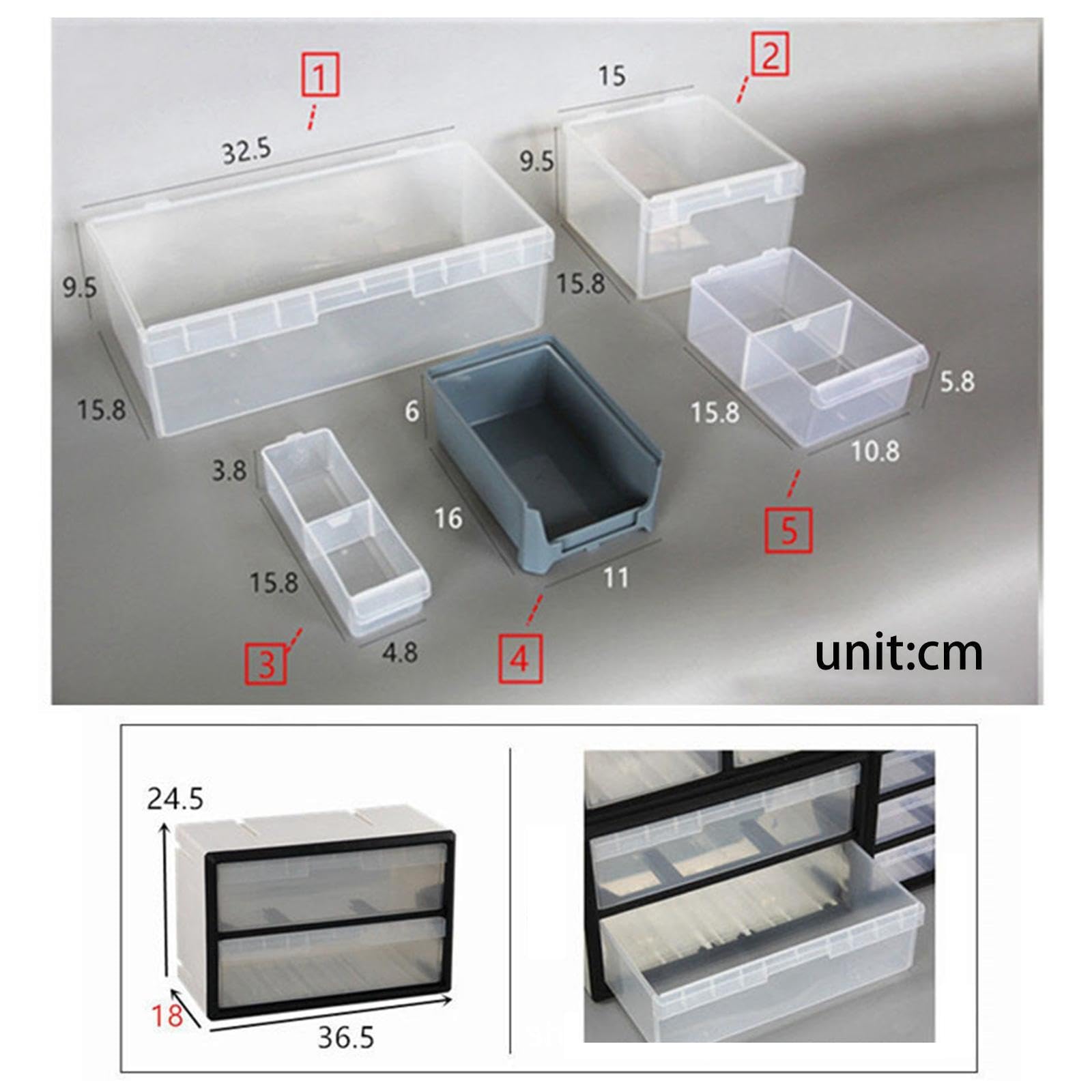 Cassetta degli attrezzi per garage, contenitore per riporre viti, bulloni, piccoli accessori e articoli per la casa, che consente di risparmiare, Bianco, 4 cassetti