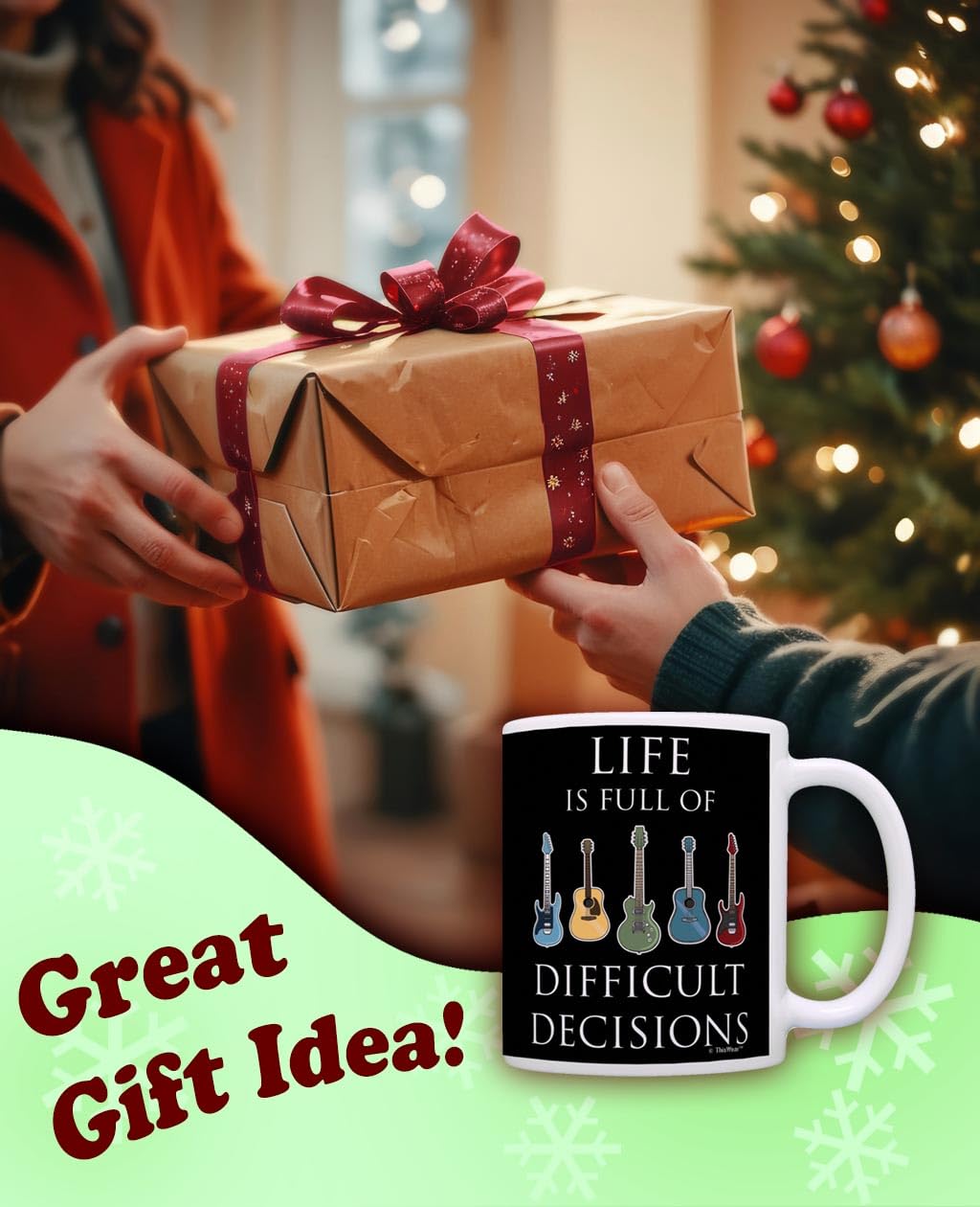 Music Lovers Gifts Life is Full of Difficult Decisions Guitar Mug 11oz Coffee Mug Tea Cup