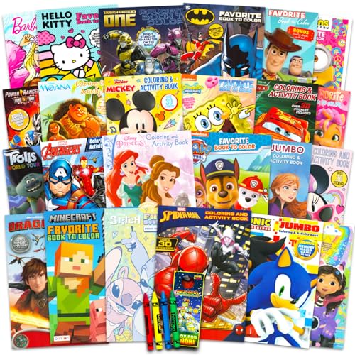 24 Bulk Coloring Books for Kids Ages 4-8 - Assorted 24 Licensed Full-Size Coloring Activity Books for Boys, Girls | Bundle with Activity Pages,...