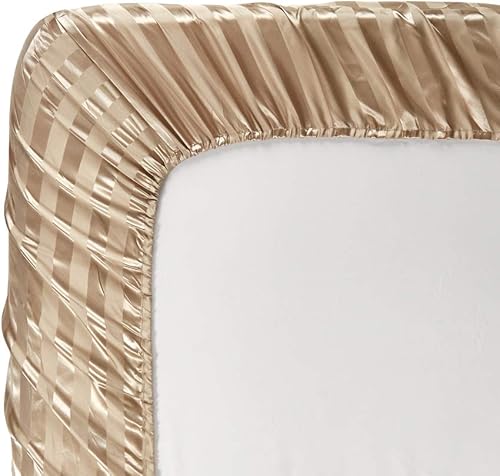 Miniatura 3 de AiMay Juego de sábanas de satén de 6 piezas estilo italiano con bolsillo profundo a rayas, súper suaves 1800 de lujo, 1 sábana encimera, 1 sábana