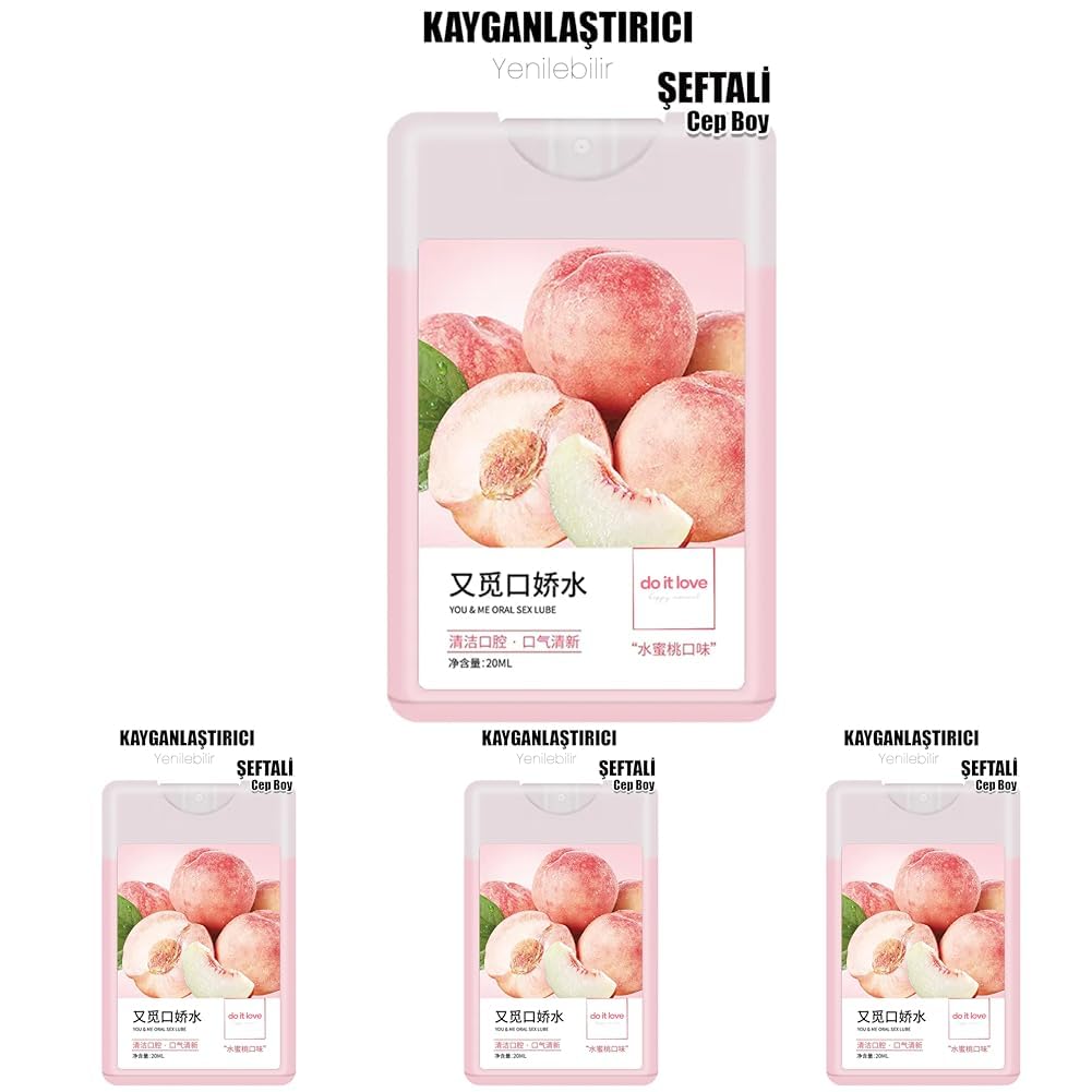 Do it Love - Şeftali Aromalı Su Bazlı Kayganlaştırıcı - 20ml - Oral ve Anal Uyumlu Sprey - Nefes Tazeler (4 paketi)