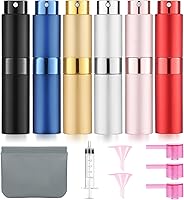 DPLASKA 6 Pack 8ml Twist Perfume Atomizer Bottles - Refillable Travel Spray for Cologne, Fragrance - Leakproof Portable Mini Sprayers for Men Women