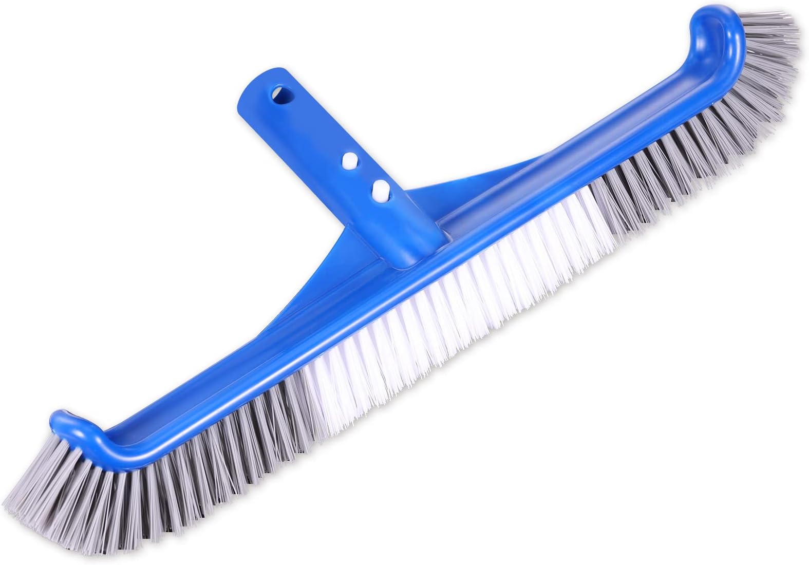 Professional Swimming Pool Wall & Tile Brush,17.5" Curved Edge Heavy Duty Head Designed for Cleans Walls, Tiles & Floors, Premium Nylon Bristles with EZ Clips